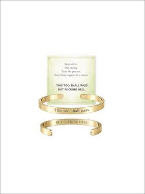 This Too Shall Pass Stainless Steel Cuff Bracelet Motivational Engraved Bangle